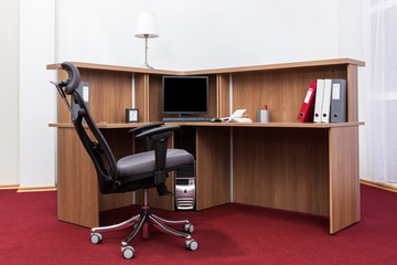 office desk with a computer