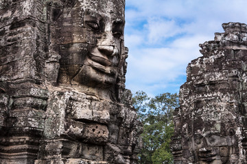 ruins of the temple of Bayon, Angkor Thom, Cambodia