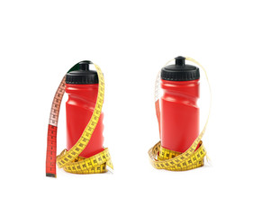 Measuring tape and water bottle