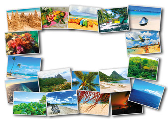 Collage from views of the Caribbean beaches