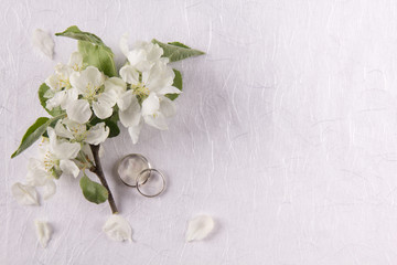Wedding concept with apple-tree flowers