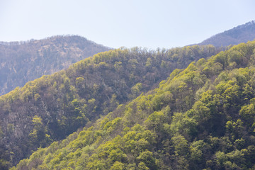 Mountain ranges in springtime