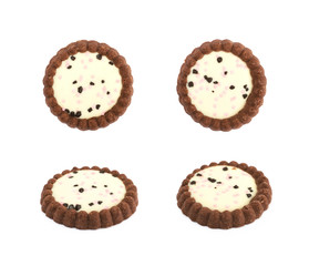 Single chocolate cookie isolated