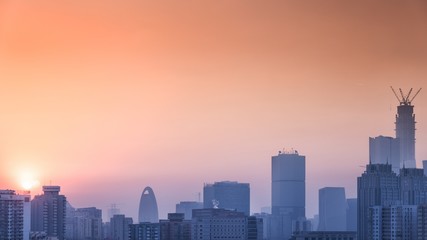 Fototapeta na wymiar Early morning cityscape of Beijing