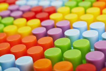 Surface covered with toy bricks