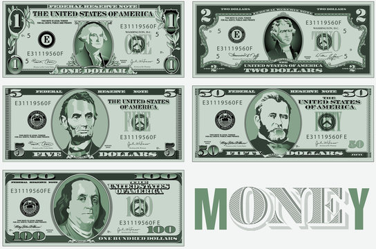 A set of precisely drawn bills for print or web use   