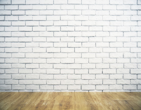 Interior with empty brick wall