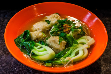 asian soup with bok choy and chicken