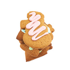 Pile of glazed gingerbreads isolated
