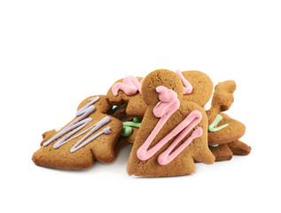 Pile of glazed gingerbreads isolated