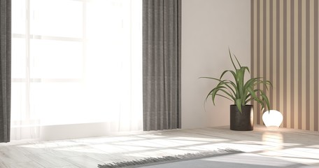 White empty room. Scandinavian interior design. 3D illustration