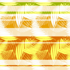Colorful background with lines and palm leaves