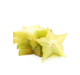 Fototapeta premium Pile of sliced carambola fruits isolated