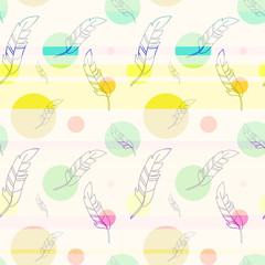 Feathers seamless pattern in bright colors