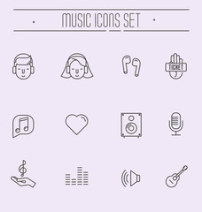 Music festival thin line icons set. Vector illustration