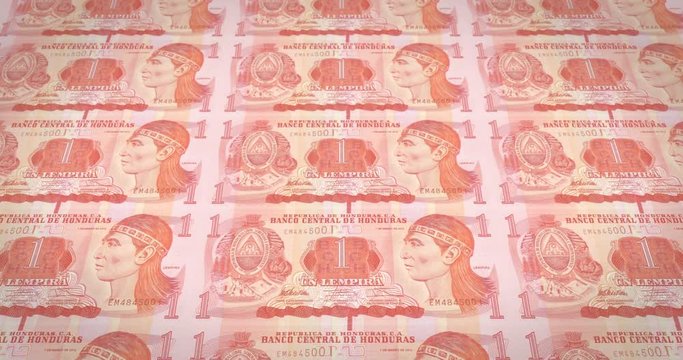 Banknotes of one honduran lempira of Honduras rolling, cash money, loop