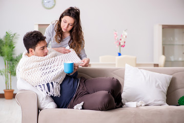 Wife caring for sick husband at home