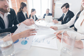 Business team with reports