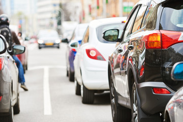 traffic jam in a city street road