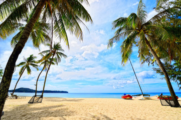 Obraz na płótnie Canvas Summer sunny day on a tropical beach