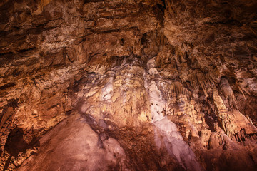 Saint Istvan caves in Lillafured, Miscolc, Hungary with stalactites