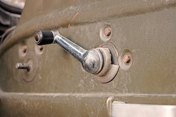 Car door inside with spinning door handle for manual door window regulator