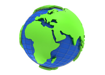 Earth globe 3d rendering