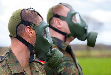 two german soldiers with abc mask
