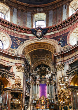 beautiful interior of St. Peter's Baroque Roman Catholic parish Church in Vienna