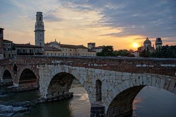 Obraz premium Castelvecchio at Adige River Verona - Italy.