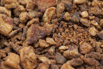 Heap of domestic salty fried pork greaves, cvarci
