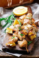 Chicken kebab with lemon © zoryanchik