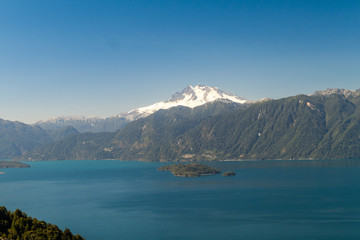 Lago Todos los Santos (Lake of all the Saints) with Monte Tronador volcano in background, Chile
