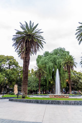 Fototapeta na wymiar Fountain at Chile square in Mendoza, Argentina