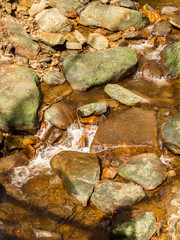 Springtime walk through woodand and waterfalls near Hebden Bridge, Yorkshire, UK