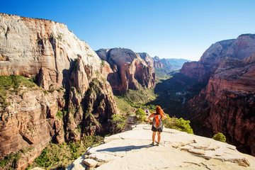 View from Angels Landing in Zion National Park, Utah, USA