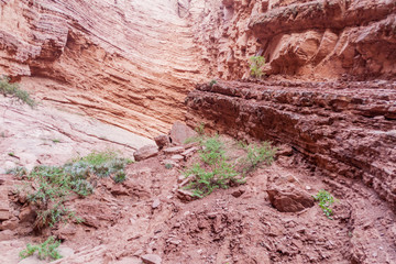 Fototapeta premium Detail of a rock formation called Garganta del Diablo (Devil's Throat) in Quebrada de Cafayate valley, Argentina
