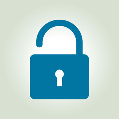 Unlock icon. Flat design style. Access to the user.