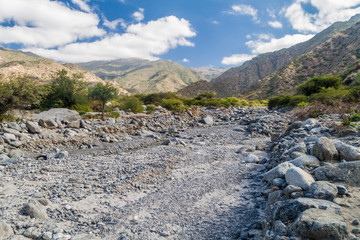 Dry creek near Quebrada del Colorado canyon near Cafayate, Argentina