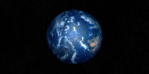 Extremely detailed and realistic high resolution 3D image of an Exoplanet. Shot from space. Elements of this image are furnished by Nasa.
