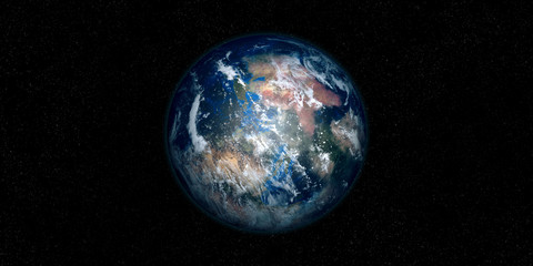 Extremely detailed and realistic high resolution 3D image of an Exoplanet. Shot from space. Elements of this image are furnished by Nasa.