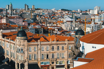 Fototapeta na wymiar Porto, Portugal. Bird's-eye view of old downtown.