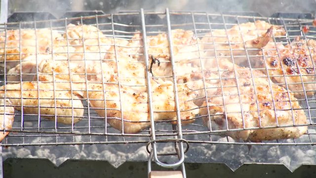 Detailed view of grilled chicken