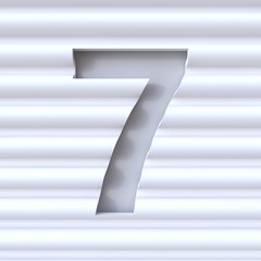 Cut out font in wave surface NUMBER 7 SEVEN 3D
