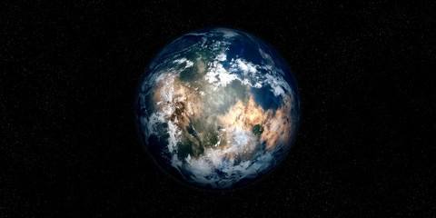 Extremely detailed and realistic high resolution 3D image of an Exoplanet. Shot from space. Elements of this image are furnished by Nasa.