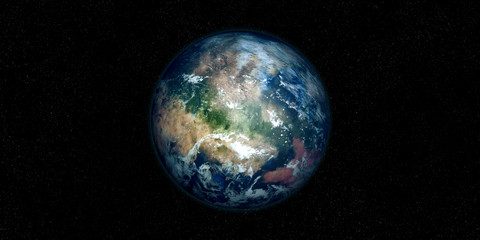 Extremely detailed and realistic high resolution 3D image of an Exoplanet. Shot from space. Elements of this image are furnished by Nasa.