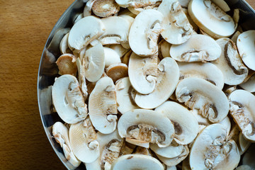 Bowl with champignons mushrooms