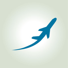 Airplane flight tickets air fly travel takeoff silhouette element. Plane symbol. Travel icon. Flat design.