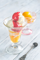 Peach Melba ice cream