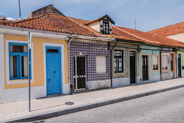 The architecture of typical houses in Aveiro city. Portugal.